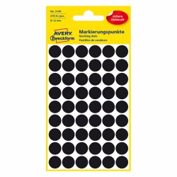 Avery Zweckform etikety 12mm, černé, 54 etiket, značkovací, baleno po 5 ks, 3140, pro ruční popis