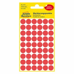 Avery Zweckform etikety 12mm, červené, 54 etiket, značkovací, baleno po 5 ks, 3141, pro ruční popis