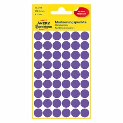 Avery Zweckform etikety 12mm, fialové, 54 etiket, značkovací, baleno po 5 ks, 3115, pro ruční popis
