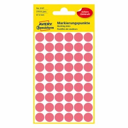 Avery Zweckform etikety 12mm, neon červené, 54 etiket, značkovací, baleno po 5 ks, 3147, pro ruční popis