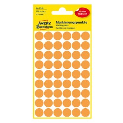 Avery Zweckform etikety 12mm, oranžové, 54 etiket, značkovací, baleno po 5 ks, 3148, pro ruční popis