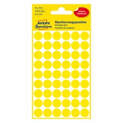 Avery Zweckform etikety 12mm, žluté, 54 etiket, značkovací, baleno po 5 ks, 3144, pro ruční popis