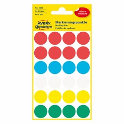 Avery Zweckform etikety 18mm, barevné, 24 etiket, značkovací, baleno po 4 ks, 3089, pro ruční popis
