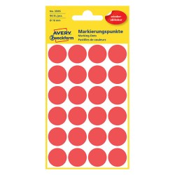 Avery Zweckform etikety 18mm, červené, 24 etiket, značkovací, snímatelné, baleno po 4 ks, 3595, pro ruční popis