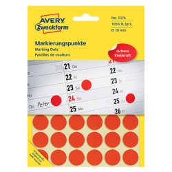 Avery Zweckform etikety 18mm, červené, 48 etiket, značkovací, baleno po 22 ks, 3374, pro ruční popis