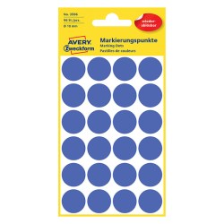 Avery Zweckform etikety 18mm, modré, 24 etiket, značkovací, snímatelné, baleno po 4 ks, 3596, pro ruční popis