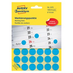 Avery Zweckform etikety 18mm, modré, 48 etiket, značkovací, baleno po 22 ks, 3375, pro ruční popis