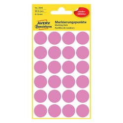 Avery Zweckform etikety 18mm, růžové, 24 etiket, značkovací, snímatelné, baleno po 4 ks, 3599, pro ruční popis