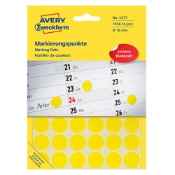 Avery Zweckform etikety 18mm, žluté, 48 etiket, značkovací, baleno po 22 ks, 3377, pro ruční popis