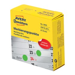 Avery Zweckform etikety 19mm, světle zelené, 250 etiket, značkovací, 3855, pro ruční popis
