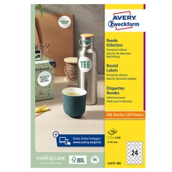 Avery Zweckform etikety 40mm, A4, bílé, 24 etiket, baleno po 100 ks, L3415-100, pro laserové a inkoustové tiskárny, kopírky