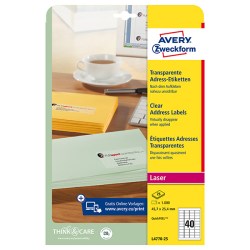 Avery Zweckform etikety 45.7mm x 25.4mm, A4, bílé, 40 etiket, adresní, baleno po 25 ks, L4770-25, pro laserové tiskárny