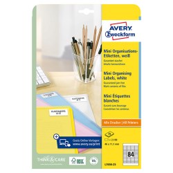 Avery Zweckform etikety 46mm x 11.1mm, A4, bílé, 84 etiket, na složky, mini, baleno po 25 ks, L7656-25, pro laserové a inkoustové