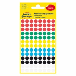 Avery Zweckform etikety 8mm, barevné, 104 etiket, značkovací, snímatelné, baleno po 4 ks, 3090, pro ruční popis