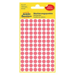 Avery Zweckform etikety 8mm, neon červené, 104 etiket, značkovací, baleno po 4 ks, 3177, pro ruční popis