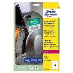 Avery Zweckform etikety 99.1mm x 139mm, A4, bílé, 4 etikety, velmi odolné, baleno po 10 ks, L7915-10, pro laserové tiskárny a kopí