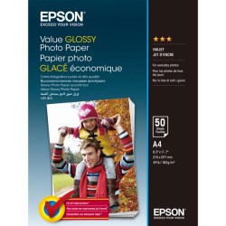 Epson Value Glossy Photo Paper, foto papír, lesklý, bílý, A4, 183 g/m2, 50 ks, C13S400036, inkoustový