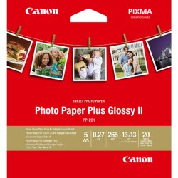 Canon Photo Paper Plus Glossy II, foto papír, lesklý, bílý, 13x13cm, 5x5